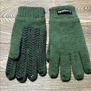 New Green Knit Gloves Black‎ Grip One Size Unisex Snow Ski Outdoors